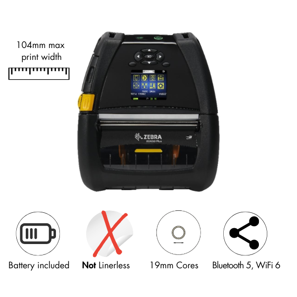 ZQ63-AUXAE14-00 Zebra ZQ630 Plus mobile printer from Smart Print